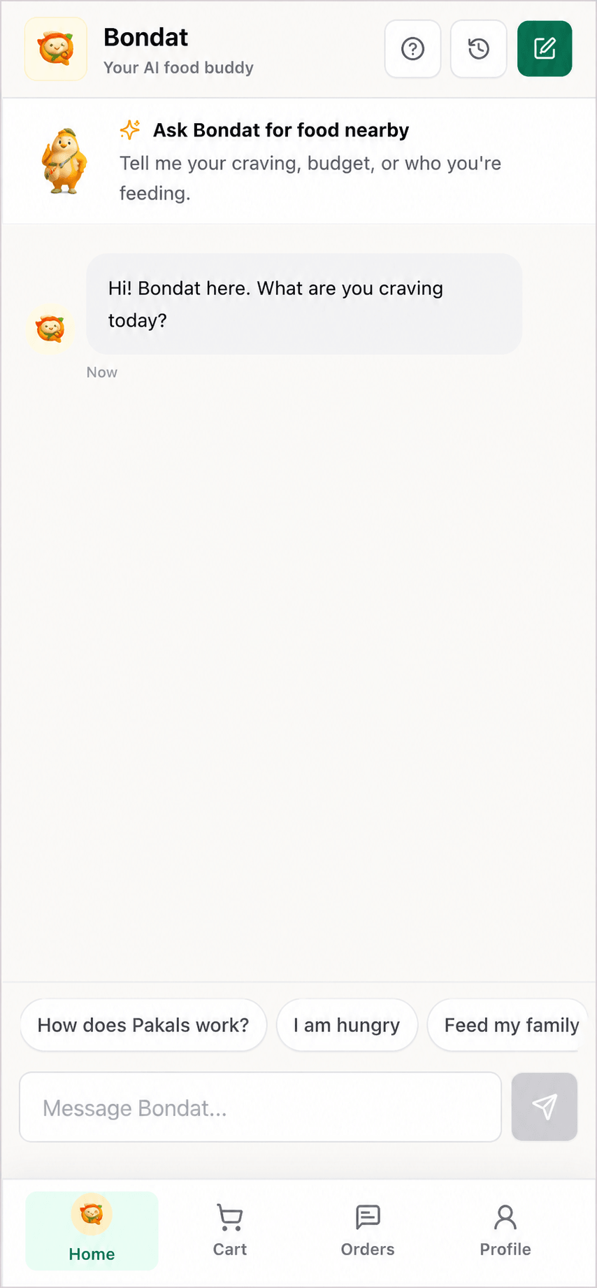 Pakals mobile app with Bondat chat